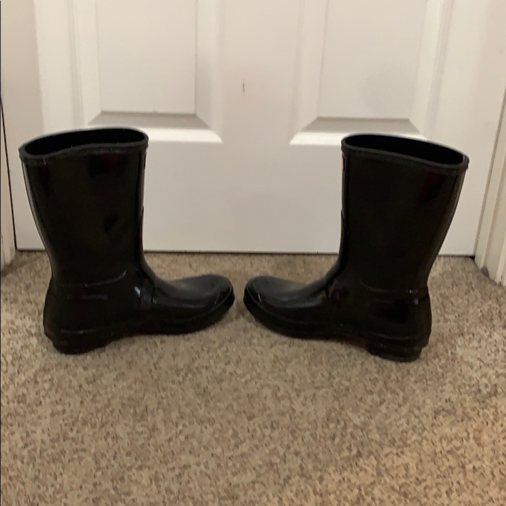 Hunter black short glossy rain rubber boots sz 8 - Picture 5 of 7